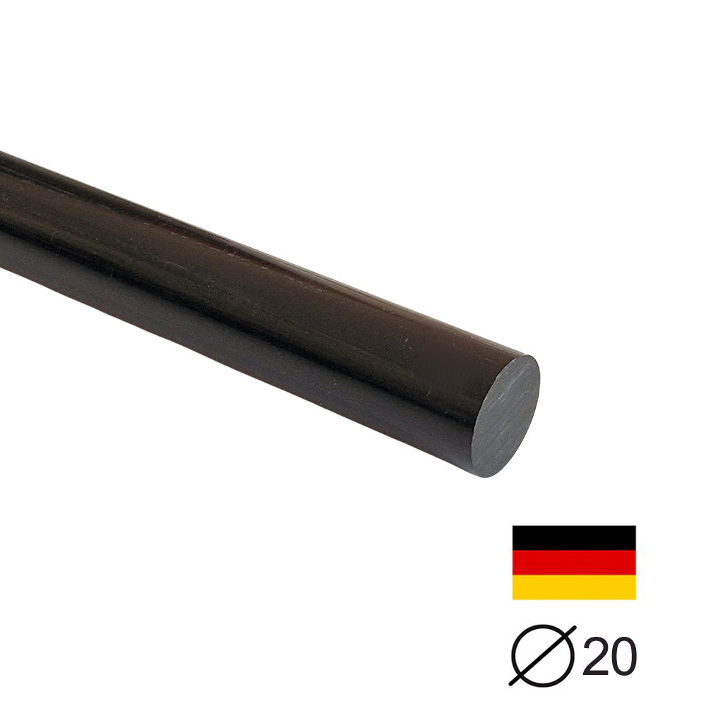 POM - Rundstab - Ø20 - 25 cm - Schwarz - Pfeifenecke